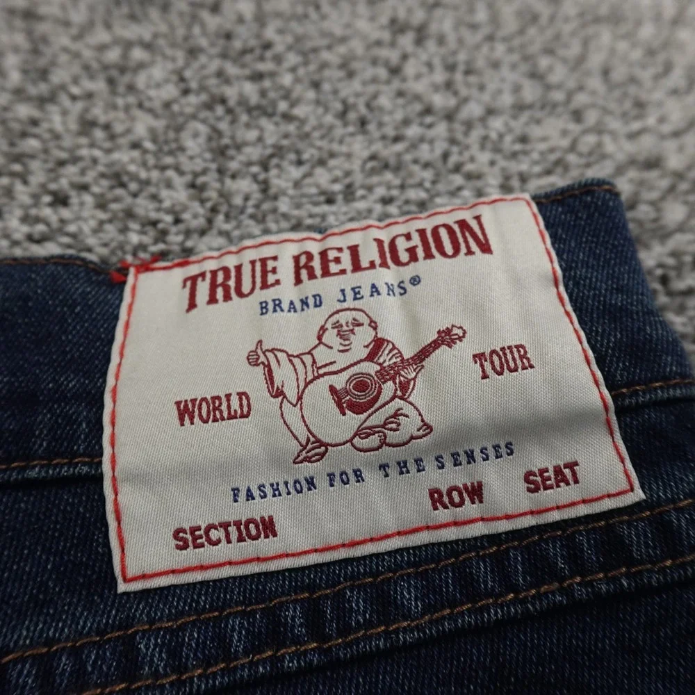 NEW True Religion Jeans‎ Mens 38X32 Blue Denim Rocco Relaxed Skinny Flap Pocket